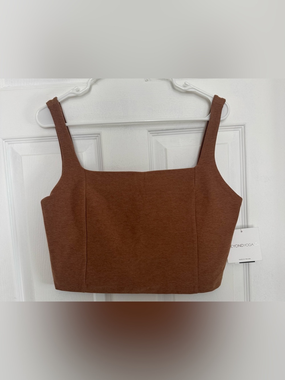 Beyond Yoga Brown Square-Neck Crop Tank Top